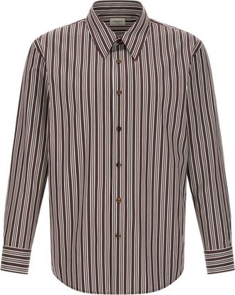 Saint Laurent Brown Regular Stripes Shirt