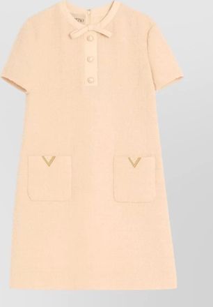 Valentino wool dress short sleeves textured fabric bow