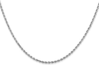 Diamond2Deal 14K White Gold 1.5mm Diamond-cut Rope Chain Necklace