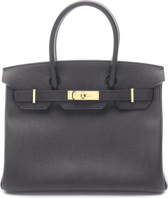 Herm&egrave;s Borsa a mano Birkin Retourne 30 in pelle Epsom 2017 - Nero