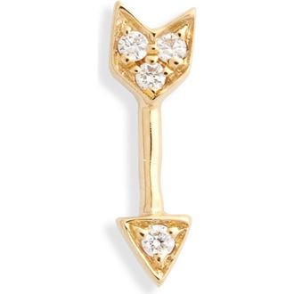 Maria Tash Diamond Arrow Single Threaded Stud Earring in Yellow Gold at Nordstrom, Size 7.5 Mm