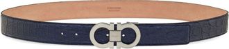 Ferragamo adjustable Gancini-buckle belt - men - Alligator - 115 - Blue