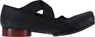 Uma Wang Black Square-Toe Leather Flats