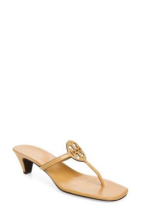 Tory Burch Miller Capri Thong Kitten Heel Sandal in Honeycomb Tan /Honeycomb Tan at Nordstrom, Size 10.5
