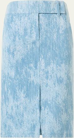 Akris Washed Jacquard Denim Pencil Skirt