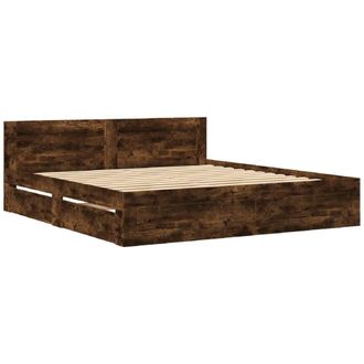 vidaXL Vidaxl - Cama Con Cabecero Madera De Ingenier&iacute;a Roble Ahumado 180x200 Cm