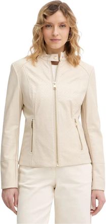 Guess Claudine Biker Jacket - Dames - Zomerjassen - Beige - S - Leer - Jassen