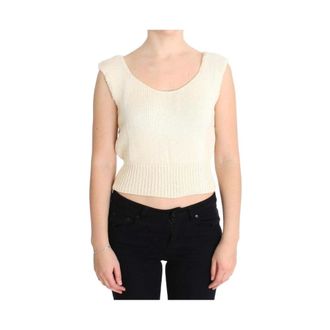 Pink Memories Round-neck Knitwear, female, Beige, Size: ONE SIZE Beige Knit Vest Sweater