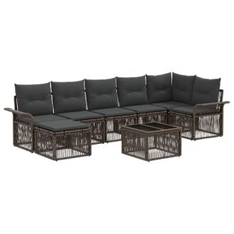 vidaXL Conjunto De Sof&aacute;s De Jard&iacute;n 8 Pcs Gris Rat&aacute;n Sint&eacute;tico Vidaxl