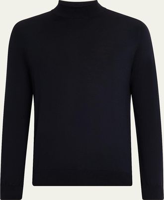 Brioni Mens 18gg Wool Mock Neck Sweater