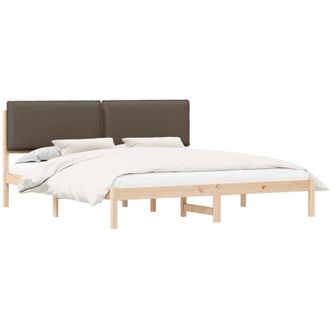 vidaXL Bed Frame with Upholstered Headboard Taupe 200 x 200 cm vidaXL