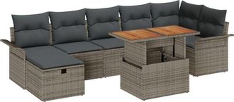 vidaXL Vidaxl - Garden Sofa Set with Cushion 8 pcs Grey Poly rattan