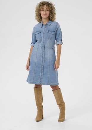 Cream Denim Jurk Feminine blue