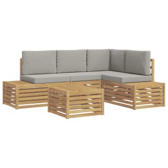 vidaXL Conjunto De Sof&aacute;s De Exterior 5 Pieza Blanco Y Gris Claro Vidaxl