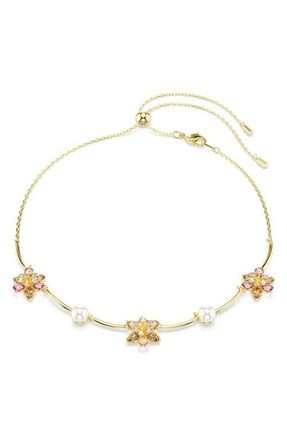 Swarovski Idyllia Crystal Flower & Faux Pearl Collar Necklace in Gold/Multi at Nordstrom