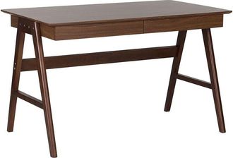 Beliani Escritorio madera oscura 120 x 70 cm 2 cajones oficina en casa multiusos Sheslay