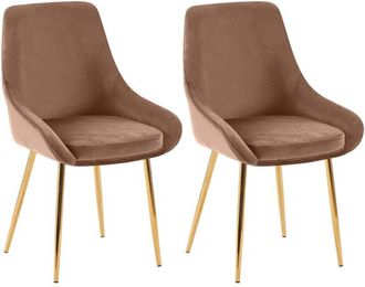 Clp Juego De 2 Sillas De Comedor Elmira Marr&oacute;n Metal Oro