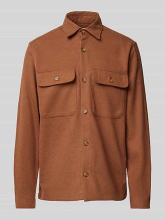 Jack & Jones Comfort Fit Hemdjacke mit Brustpattentaschen Modell RAYMOND in Cognac, Gr&ouml;&szlig;e M