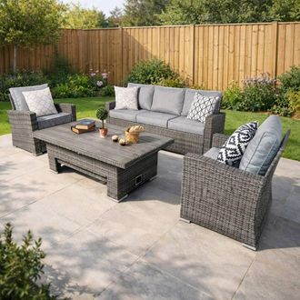 RayGar Vermont 5 Seater Rattan Sofa Set Adjustable Table Outdoor Polyrattan in Grey | Size: 1 Pack