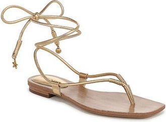 Veronica Beard Rosetta Ankle Wrap Sandal in Pale Gold at Nordstrom, Size 6.5