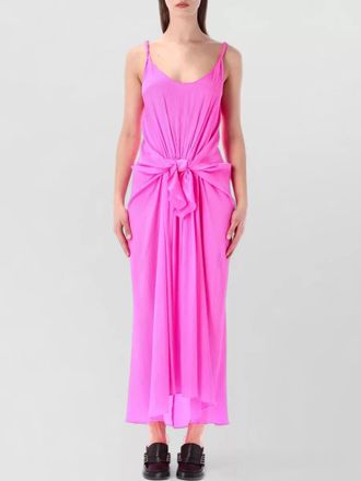 J.W.Anderson front knot pleated maxi v neck dress