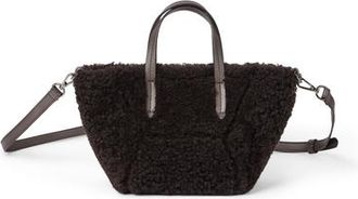 Brunello Cucinelli Shearling BC Duo mini bag in Rust Brown at Nordstrom