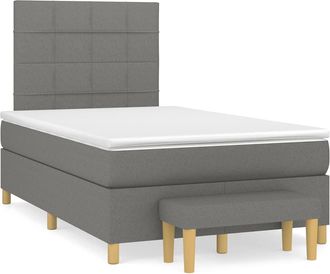 vidaXL Cama Box Spring Con Colch&oacute;n Tela Gris Oscuro 120x190 Cm Vidaxl