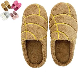 Generic Concha Slippers for Women, Concha Pantuflas Mexico Bread Slippers with Memory Foam and Plush Lining Cute House Slipper (Brown, UK, Adult, Women, 7.5, 