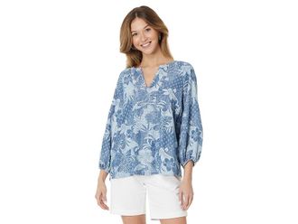 Tommy Bahama Secret Inlet 3/4 Slv Top Womens Clothing Med Marina Wash : SM (US 4-6), Lyocell