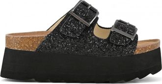 Colors Of California Schoenen, Dames, Zwart, 40 EU, Glitter Plateau Sandalen