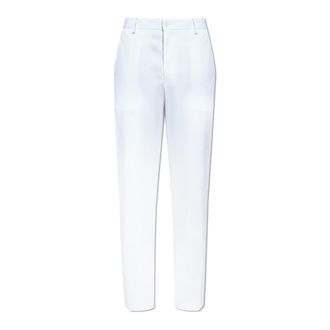 Dolce & Gabbana Slim-fit Trousers, male, White, Size: 2XL Cotton trousers with embroidered logo
