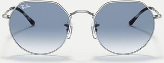 Ray-Ban Jack Irregular - Occhiali da sole argento con lenti blu