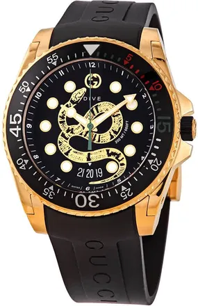 Gucci Dive Quartz Black Dial Mens Watch YA136219