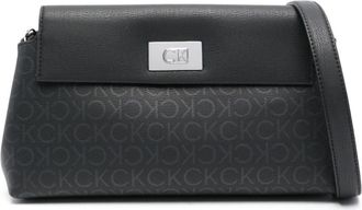 Calvin Klein monogram-debossed shoulder bag - women - Polyurethane - OS - Black