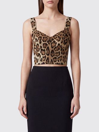 Dolce & Gabbana Top a corsetto cropped in cotone animalier