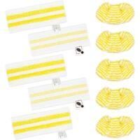 OEM Paquete De 10 Pa&ntilde;os De Microfibra Para Limpiadoras A Vapor Karcher Easyfix Sc1 A Sc5 - 5 Boquillas Para Suelos + 5 Boquillas Para Manos - Crezuo