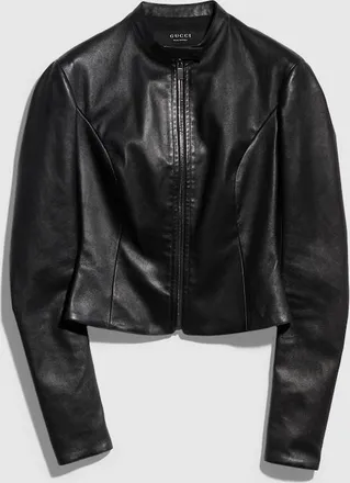 Gucci Lightweight Stretch Leather Jacket, Black