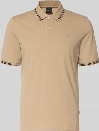 Bugatti Regular Fit Poloshirt mit Logo-Stitching in Beige, Gr&ouml;&szlig;e XXXL