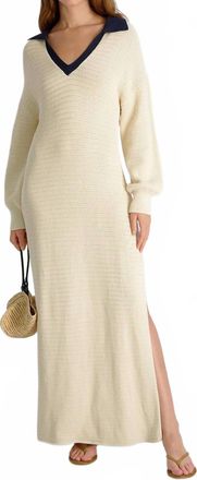 French Connection Mozart Contrast Texture Knit Maxi Dress In Ecru