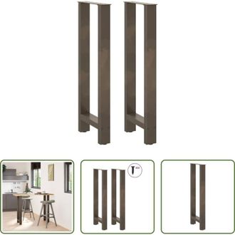 vidaXL Gambe in acciaio - Gambe per tavolo da bar in acciaio naturale 2 pz 50x(100-101) cm in acciaio