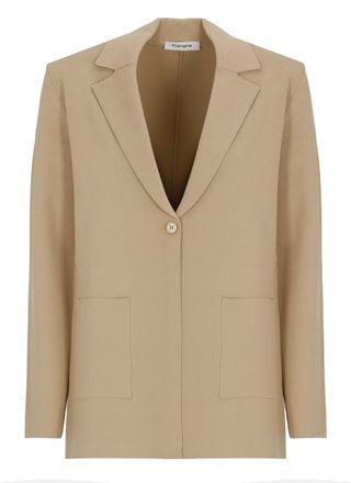 KANGRA Beige Viscose Single Breasted Blazer