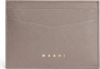 Marni Prisma Tumbled Leather Card Holder Wallet - Cork Beige
