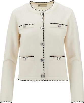 Tory Burch Kendra Wol Cardigan - Dames - Vesten - Wit - L - Wol - Truien & Vesten