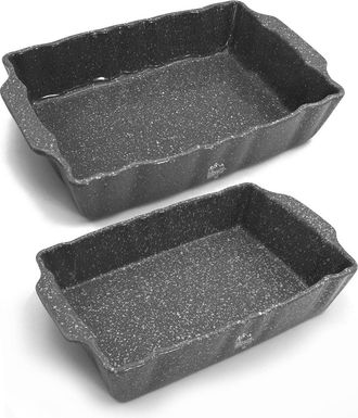 Bisetti Set n. 2 rectangular baking dishes (medium and large) high-strength stoneware Pierre Gourmet