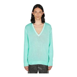 Guess V-neck Knitwear, male, Green, Size: XL V-Neck Sweater