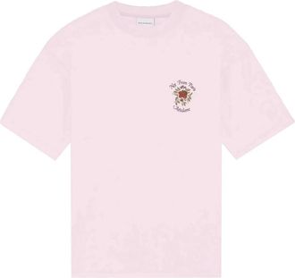 Dr&ocirc;le de Monsieur Le T-Shirt Slogan Cursive - Heren - T-shirts - Roze - S - Katoen - Tops