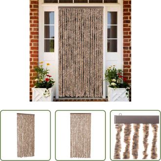 vidaXL vidaXL Zanzare - Tenda Antimosche Beige e Marrone Scuro 90x220 cm in Ciniglia