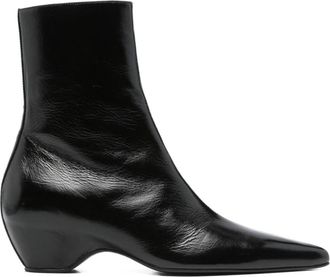 Khaite Black Leather Boots