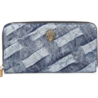 Kurt Geiger Kensington Denim Zip Around Wallet in Navy at Nordstrom Rack