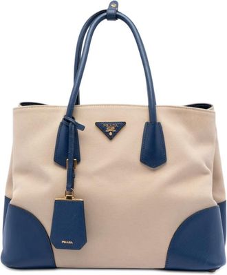 Prada Pre-owned Prada Large Canapa and Saffiano Double Satchel Ladies UAPHHNHWOQBHYJZ1